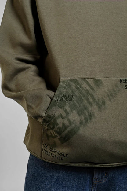 Olive Oversized Front Pocket Sweatshirt