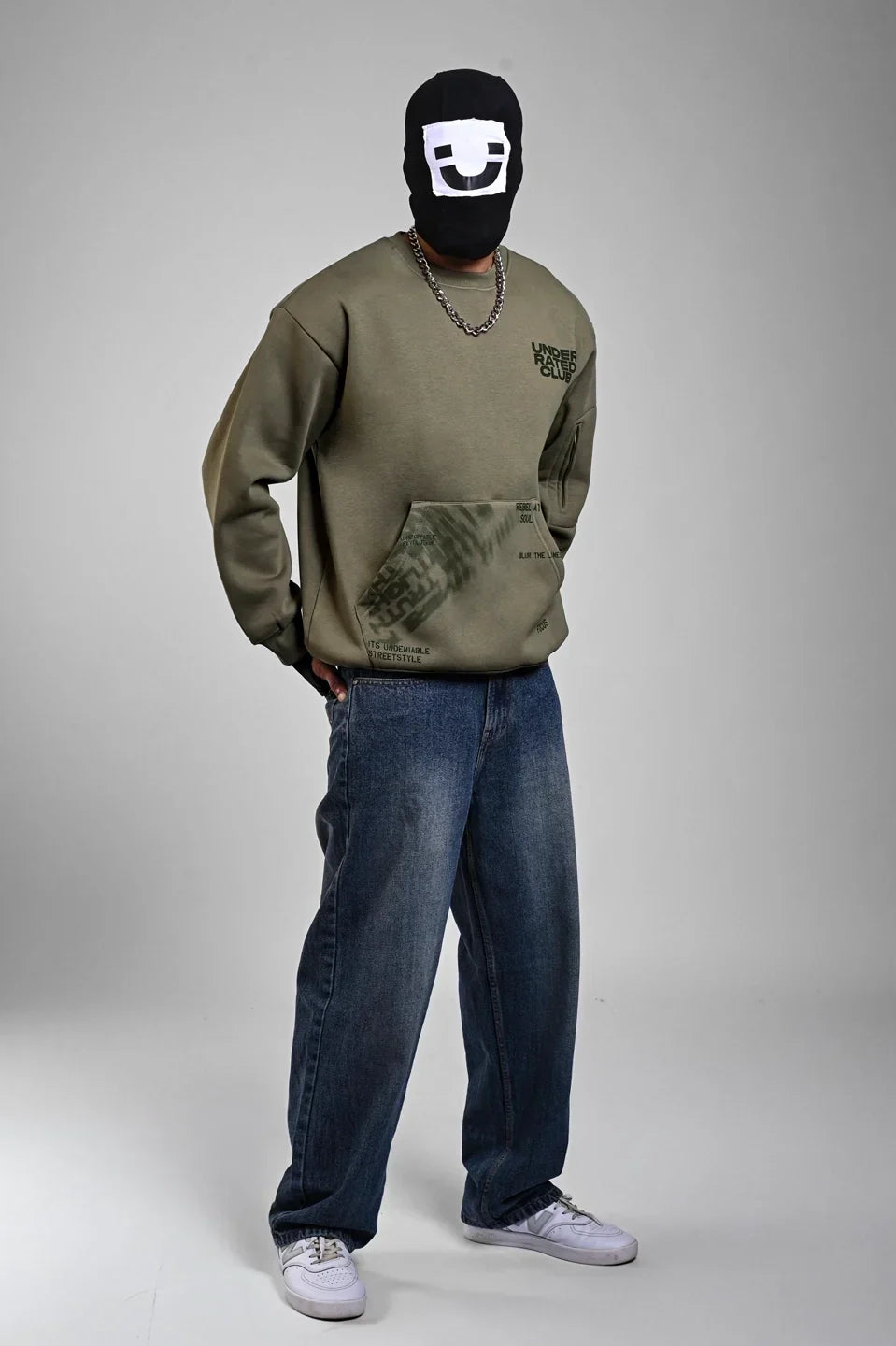 Olive Oversized Front Pocket Sweatshirt