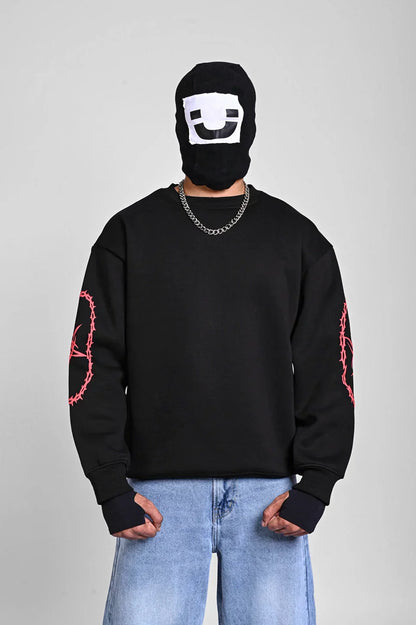 Black Oversized Bold Graphic Sweatshirt