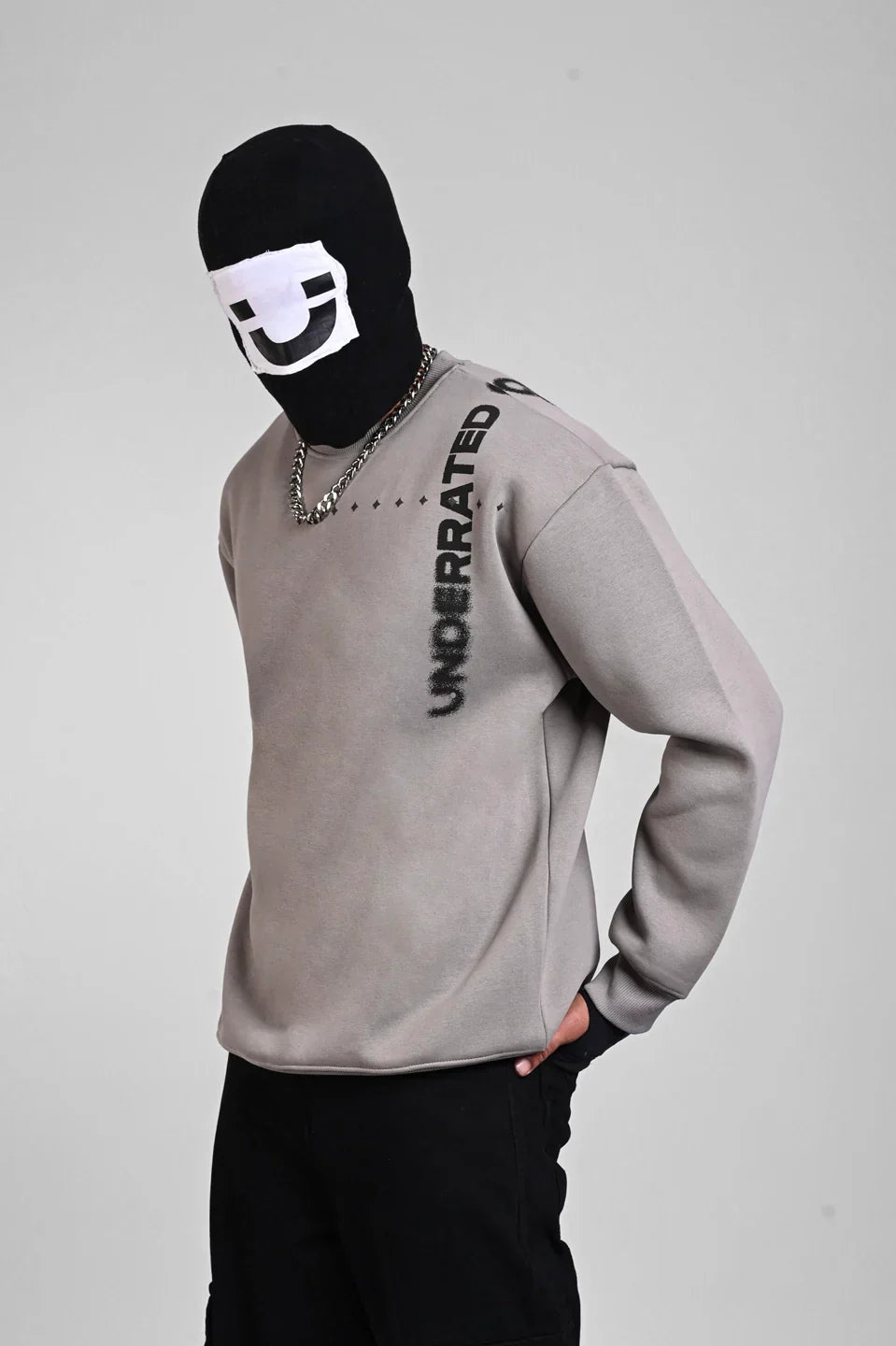 Grey Oversized Graphic Sweatshirt