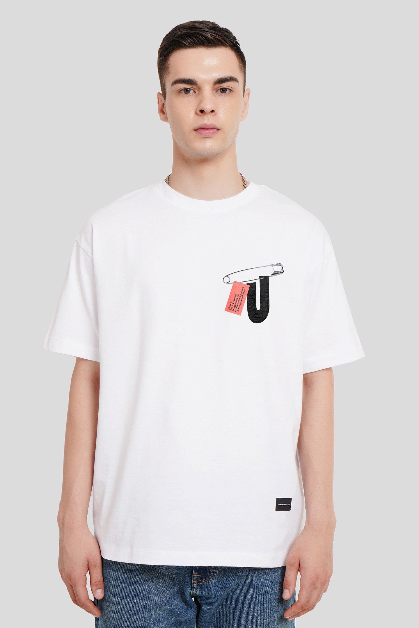 URC Tag White Oversized Fit T-Shirt Men