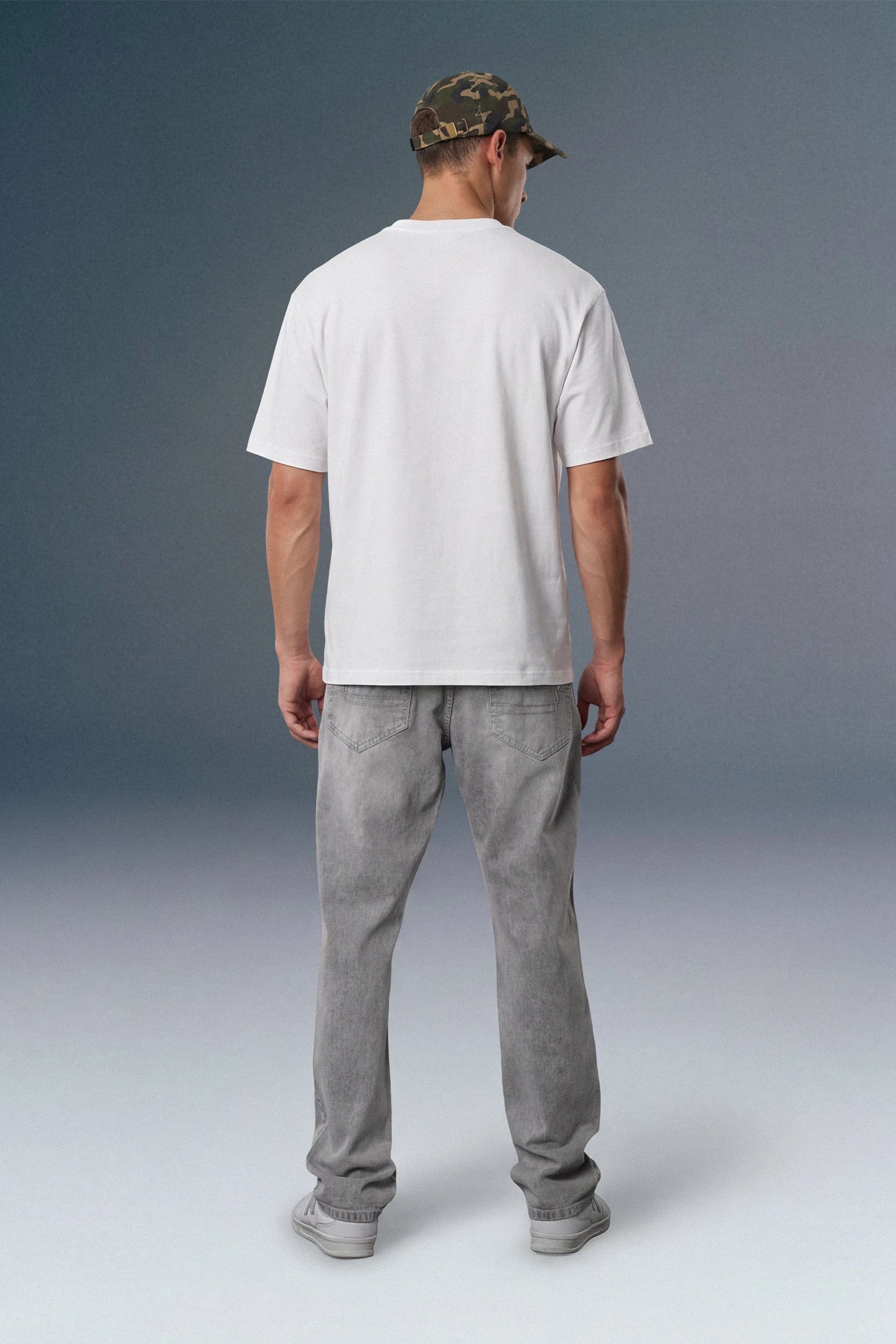 Light Grey Mid Rise Men's Straight Fit Jeans