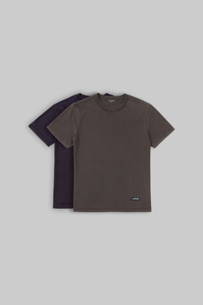 Pack of 2 Acid Washed T-shirts - Grey/Navy Blue
