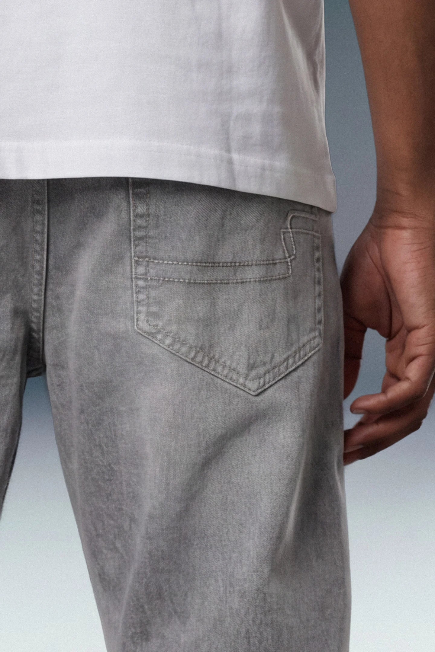 Light Grey Mid Rise Men's Straight Fit Jeans