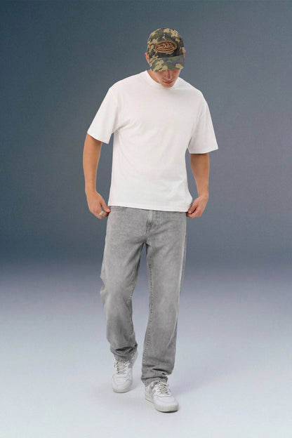 Light Grey Mid Rise Men's Straight Fit Jeans